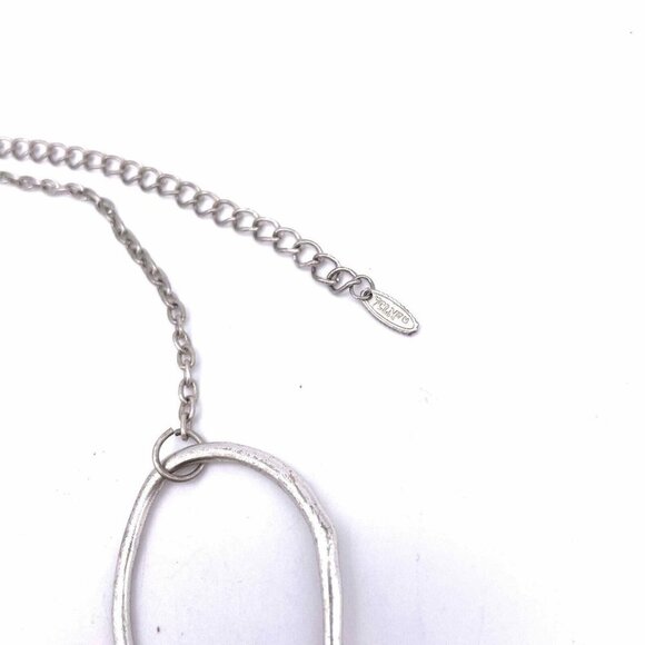 Vintage VCLM Circle Hoop Ring Link Chain Necklace Silver Tone 40 Inch - Picture 4 of 5